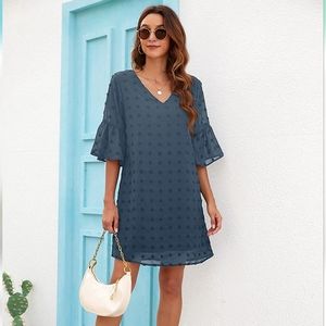 NWT V Neck Sun Dress teal